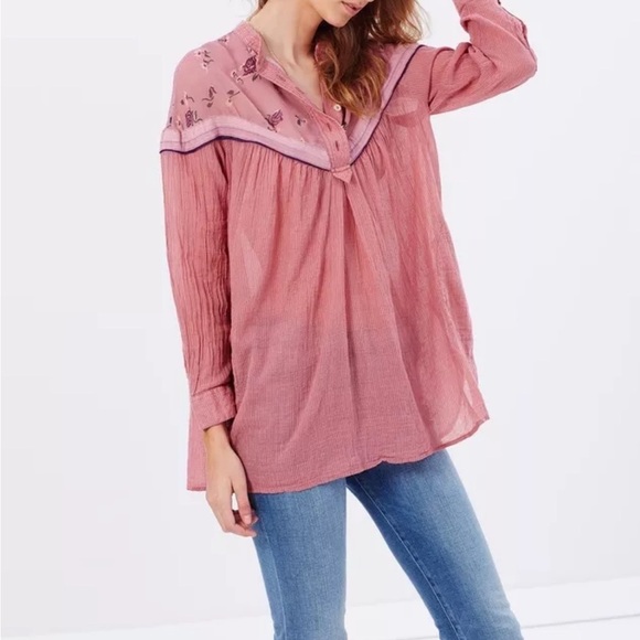 Free People Hearts And Colors Printed Tunic Top / Shirt Women's Size S - Picture 5 of 6